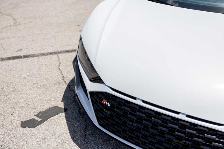 Audi R8 Exotic Rental Car - Close Up Of Hood And Grille