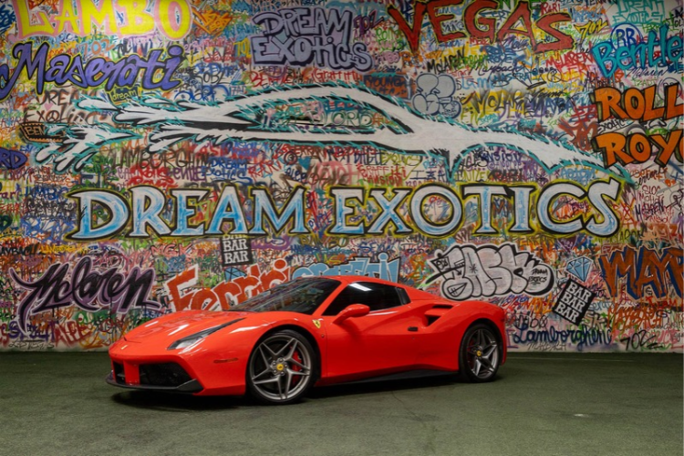 Red Ferrari 488 Spider rental in Los Angeles at Dream Exotics