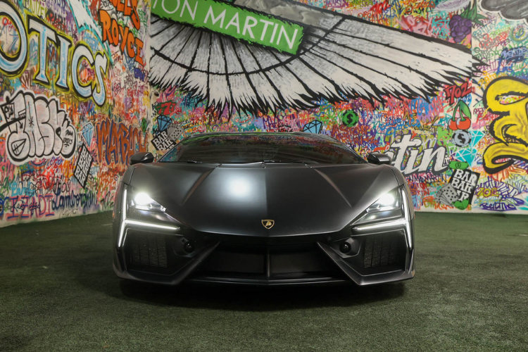 Front view of black Lamborghini Revuelto at Dream Exotics